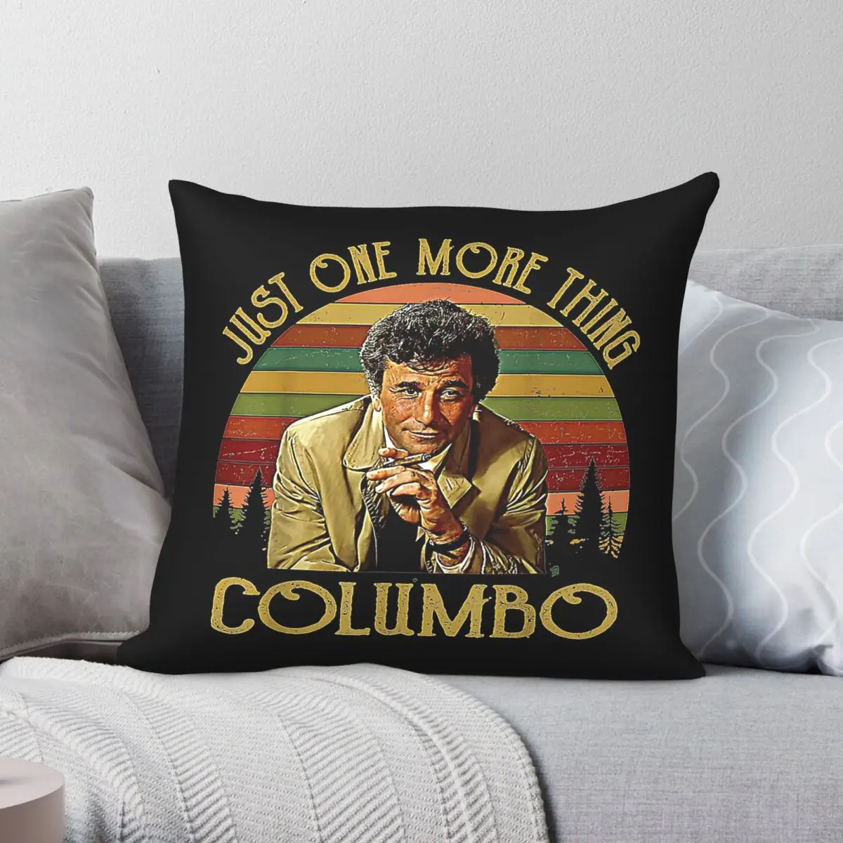 Just One More Thing Columbo Square Pillowcase Polyester Linen Velvet Pattern Zip Decorative Home Cushion Cover