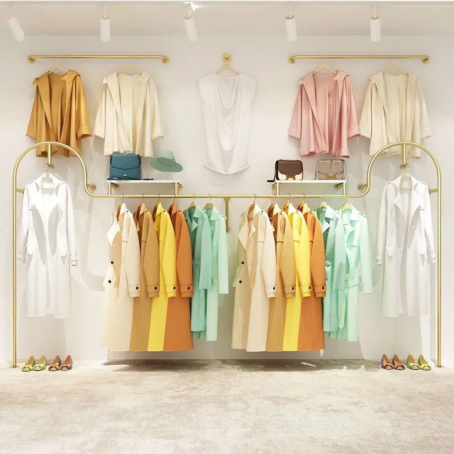 M-shaped clothing display rack is hanging side-hanging hanging wall, floor-to-ceiling against the wall, special display rack