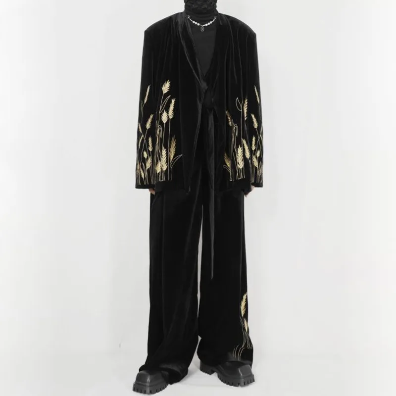 ชุดสูทลำลองสองชิ้น สไตล์สตรีทแวร์ รุ่น WVGA สำหรับฤดูใบไม้ผลิและฤดูใบไม้ร่วง ดีไซน์ทันสมัย ไม่มีปกเสื้อ พร้อมกางเกงทรงตรง รุ่น W14737