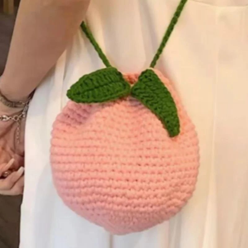 Cute fruit crossbody bag, mobile phone bag, portable items storage bag for going out, girl leisure key bag, peach bag