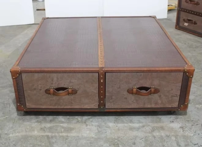 Home Products Coffee Table Antique  Stainless Steel Hall Table Retro Luggage Furniture