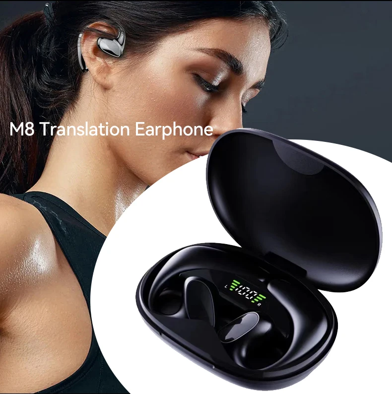 Language Translator Earbuds M8 Headset Supports 144 Languages Real Time Translation Languages Translator Earphones for Traveling