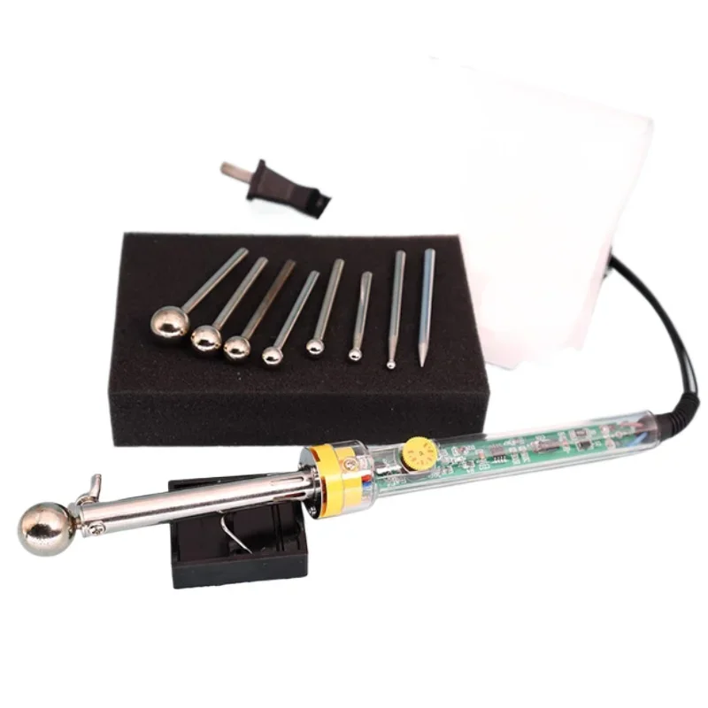 DIY Fabric Flower Making ToolsSet 220V 200-450℃ Adjustable Temperature Soldering Iron 8 Pieces Stainless Steel Tip