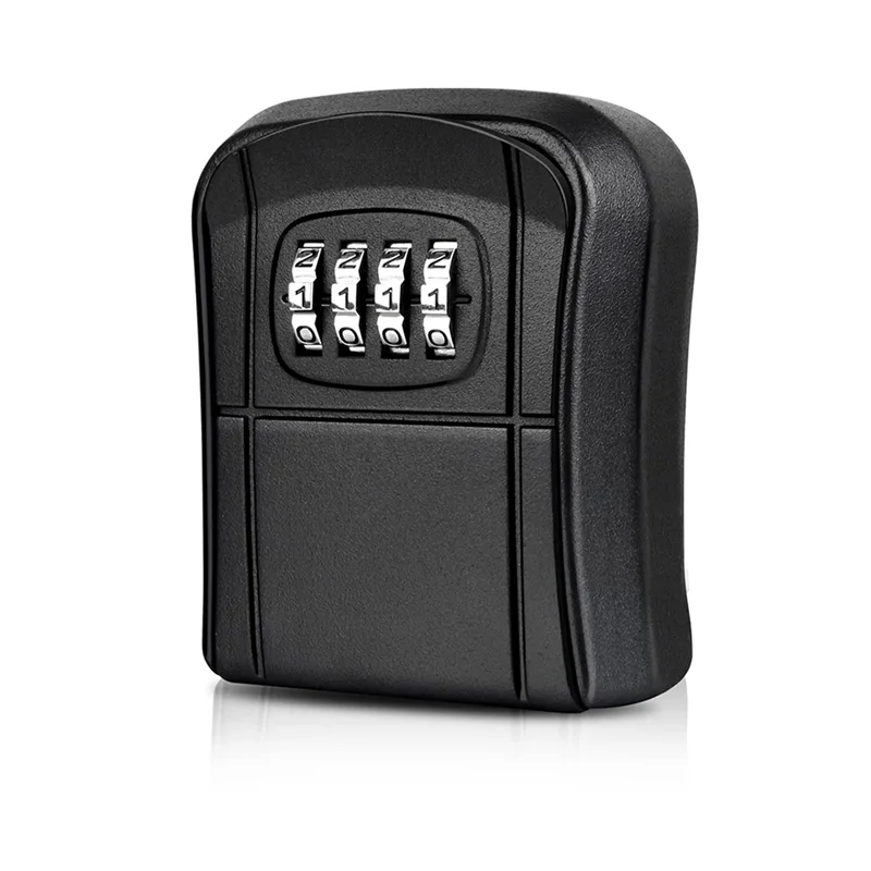 A72Z 2X Key Box Wall Mounted Mini Key Safe Outdoor Key Box With Resettable 4-Digit Numeric Code Waterproof Key Box (Black)