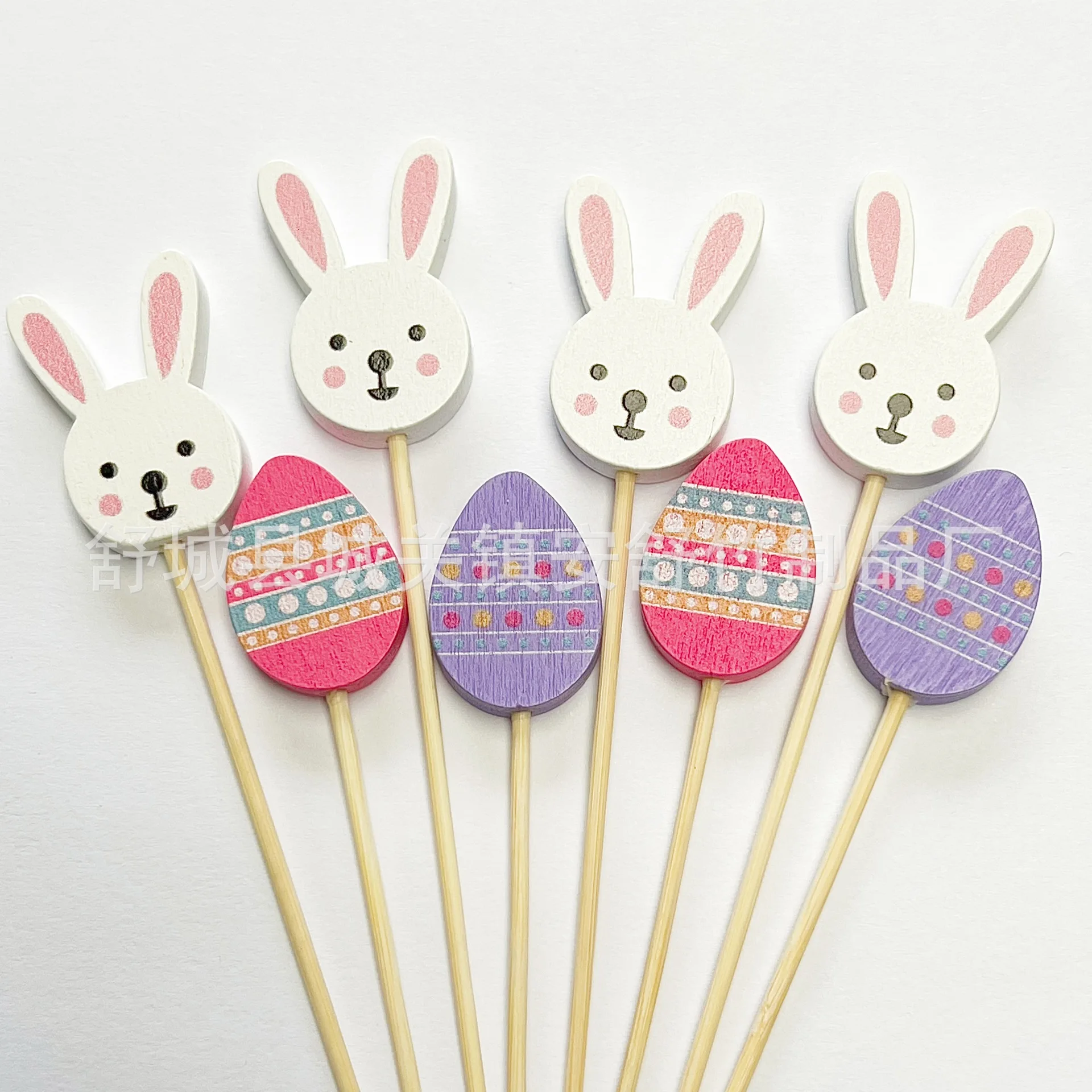 100pcs Easter Rabbit Bamboo Skewer Cocktail Picks Cupcake Topper Disposable Food Dessert Toothpicks Fruit Sticks Party Supplies