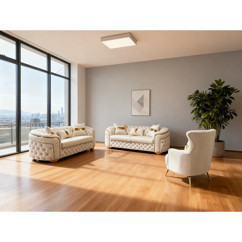 

% Furniture Factory Customized Velvet Luxury Sofa Set Oak Wooden Frame Living Room Furniture Durable Stable