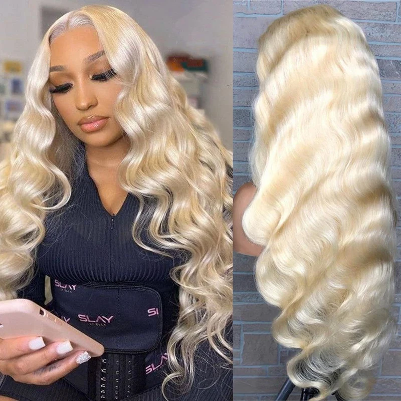 

613 Blonde 13*6 Lace Front Human Hair Wigs Brazilian Remy Body Wave 13x6 Lace Front Wig 150% Pre Plucked Baby Hair For Women