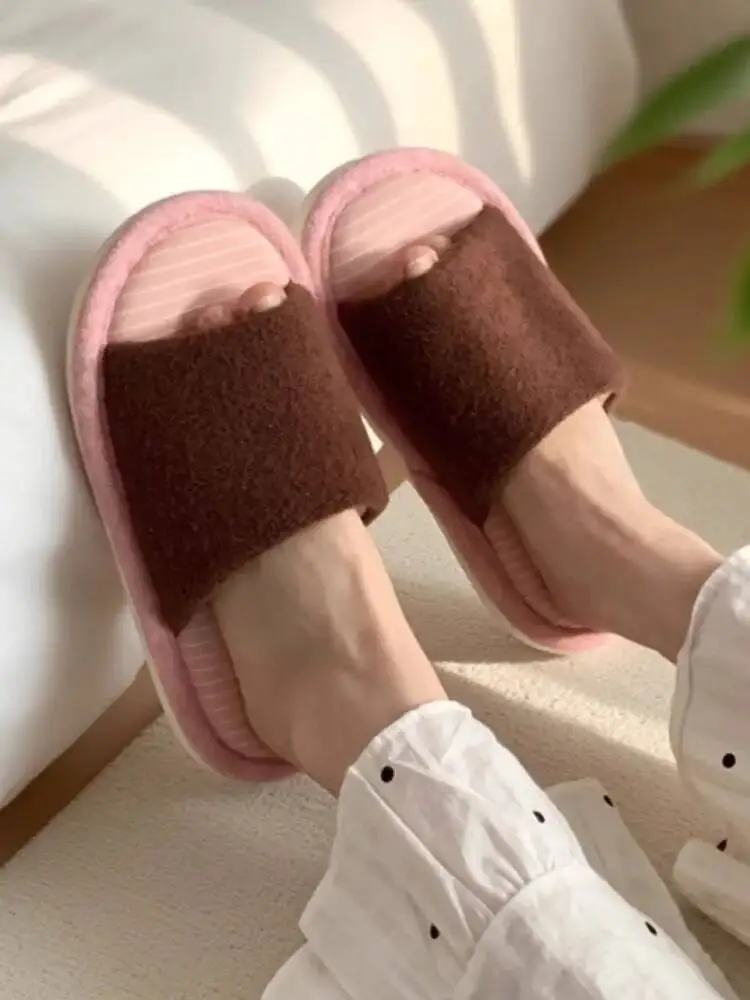 

Women & Men's Couple Home Striped Slippers 2025 Autumn Winter Home Slippers Cotton Linen Non Slip Indoor Household Slippers