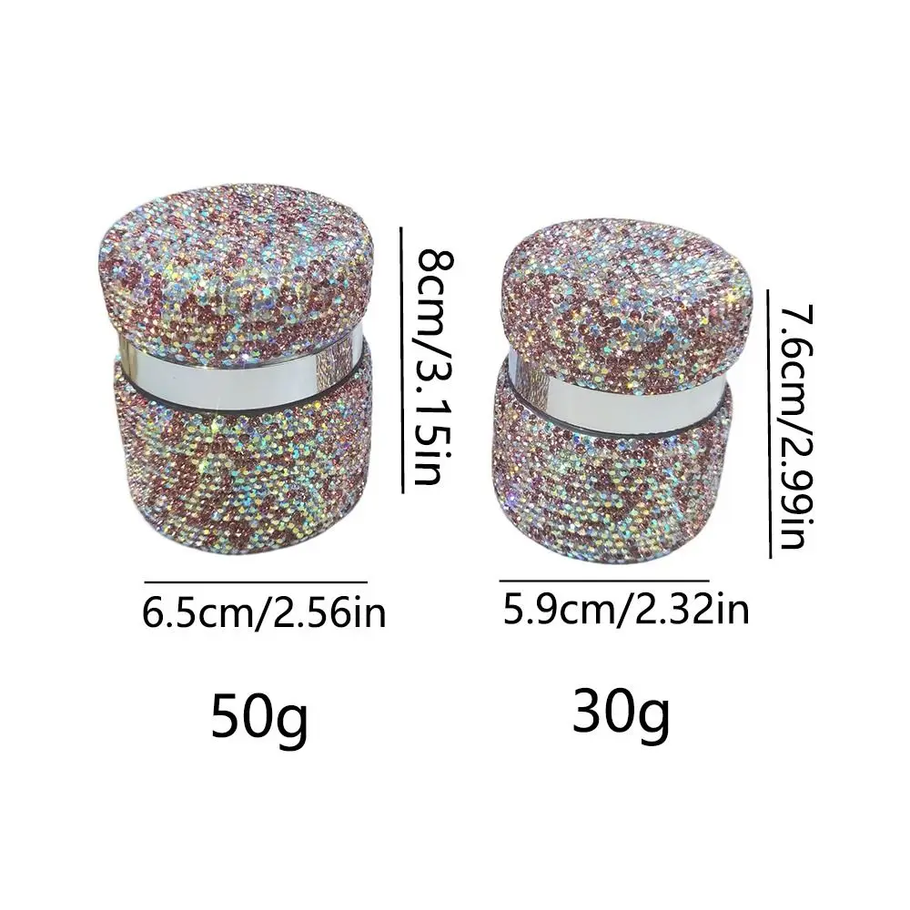 Rhinestone Airless Cream Bottle Dispenser Portable Push Down Pump Cosmetic Container Space Saving Refillable Empty Glass Jar