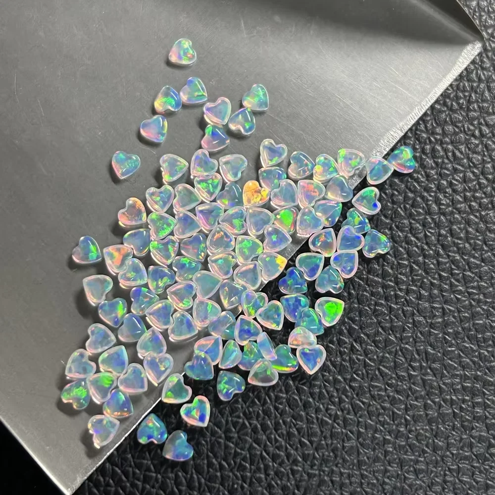 OP534 Flat Bottom Opal Gemstones Heart Cabochon 4x4mm Heart Shape Opal Stones