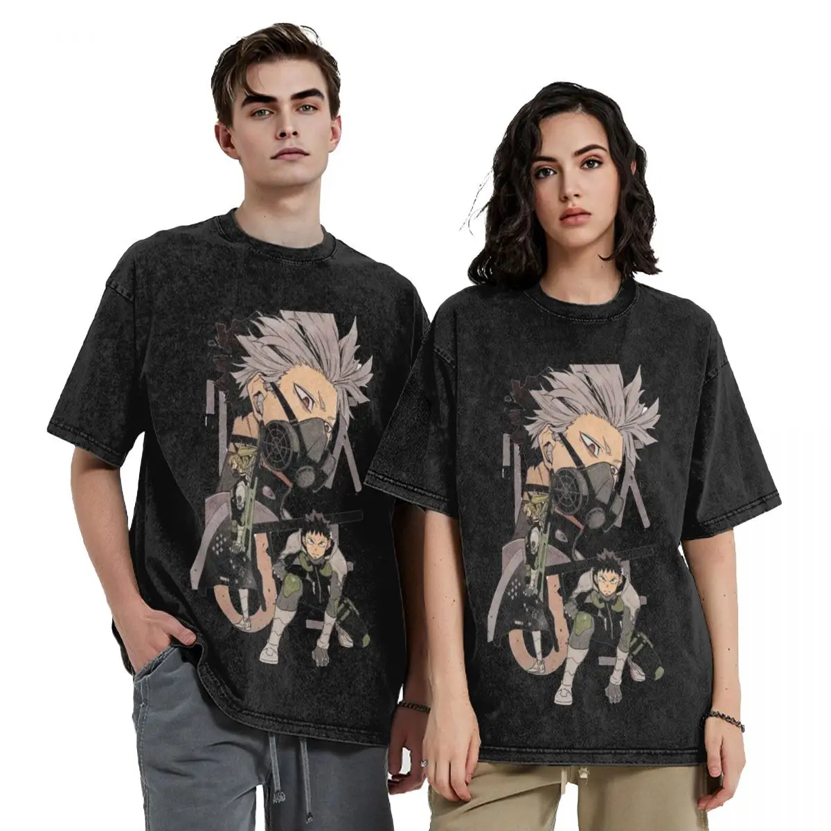 Hip Hop Kaiju No 8 Japanese Anime Merch Shirt Washed Style Men Women Kafka Hibino T-Shirt Fashion Top Tee Shirt Streetwear