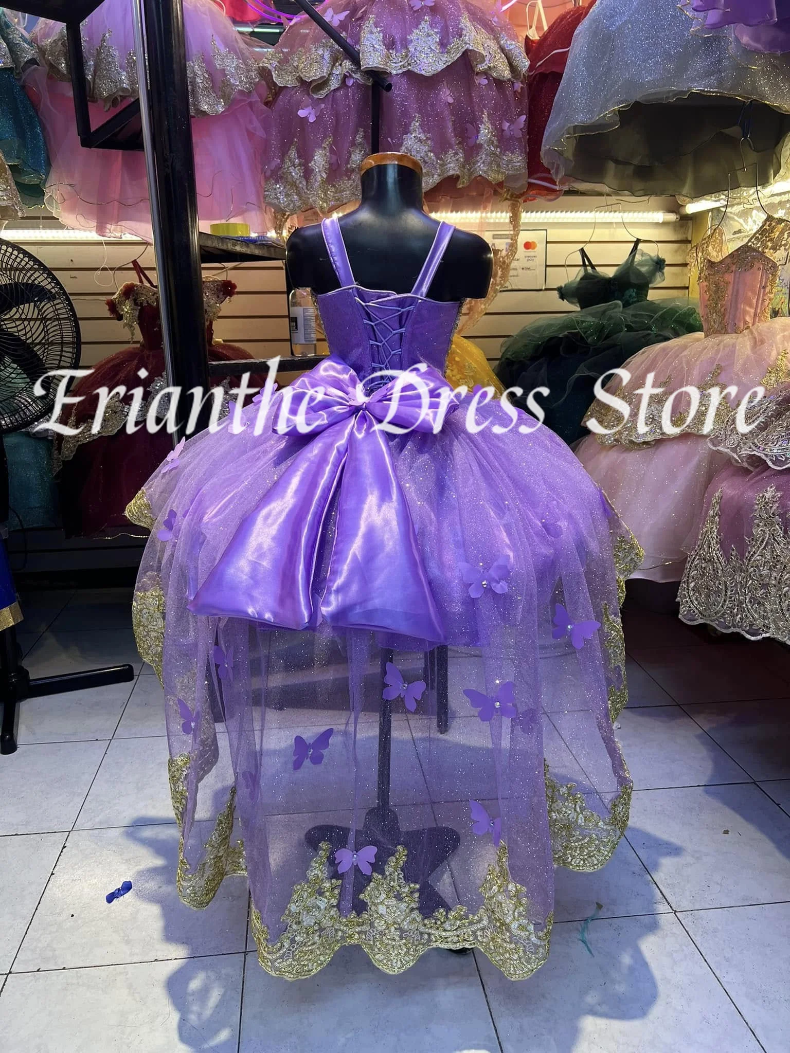 

Customized Lilac Flower Girl Dress For Wedding Tulle 3D Applique Applique Puffy Kids Birthday Party First Communion Ball Gowns