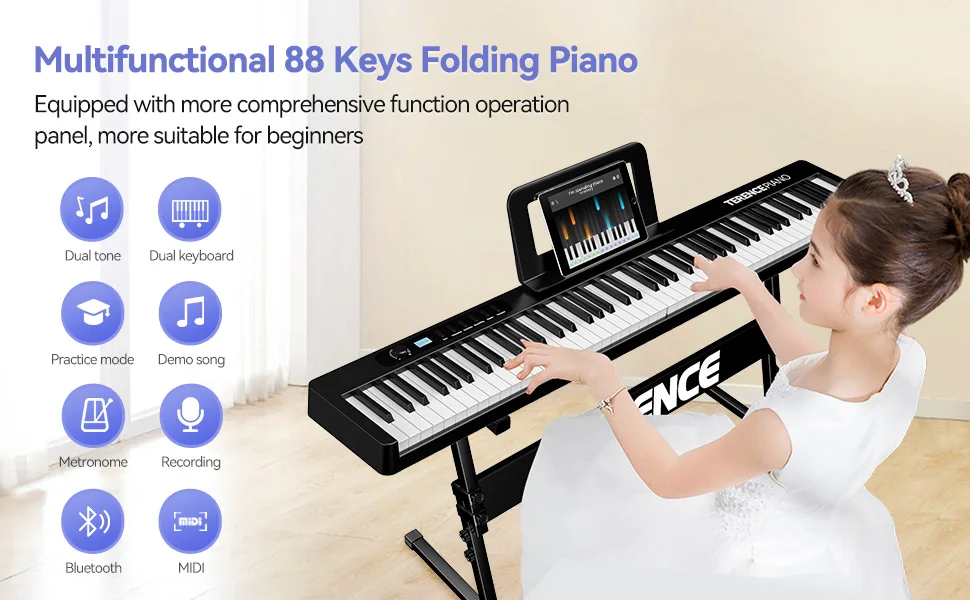 TERENCE V30 Folding Piano 88鍵盤 Terence V30 Beginners Kids Big Speaker And Battery Portable