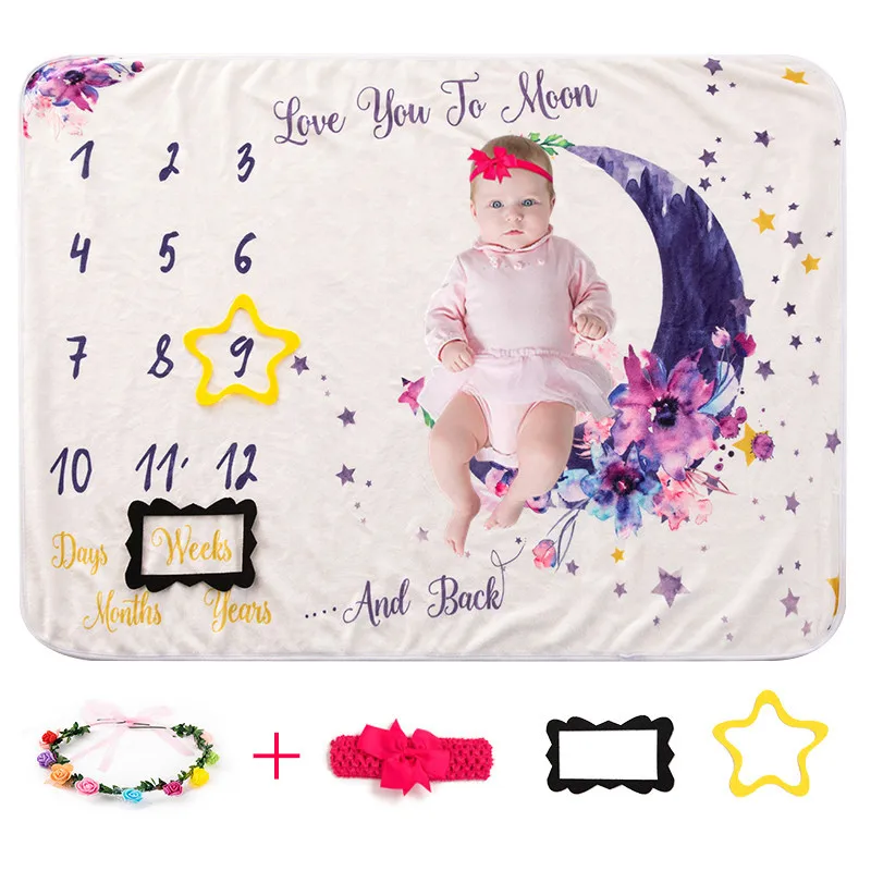 Newborn Photography Background Milestone Blanket Baby Week Month White Photoshoot Flannel Blankets for New Born Souvenir