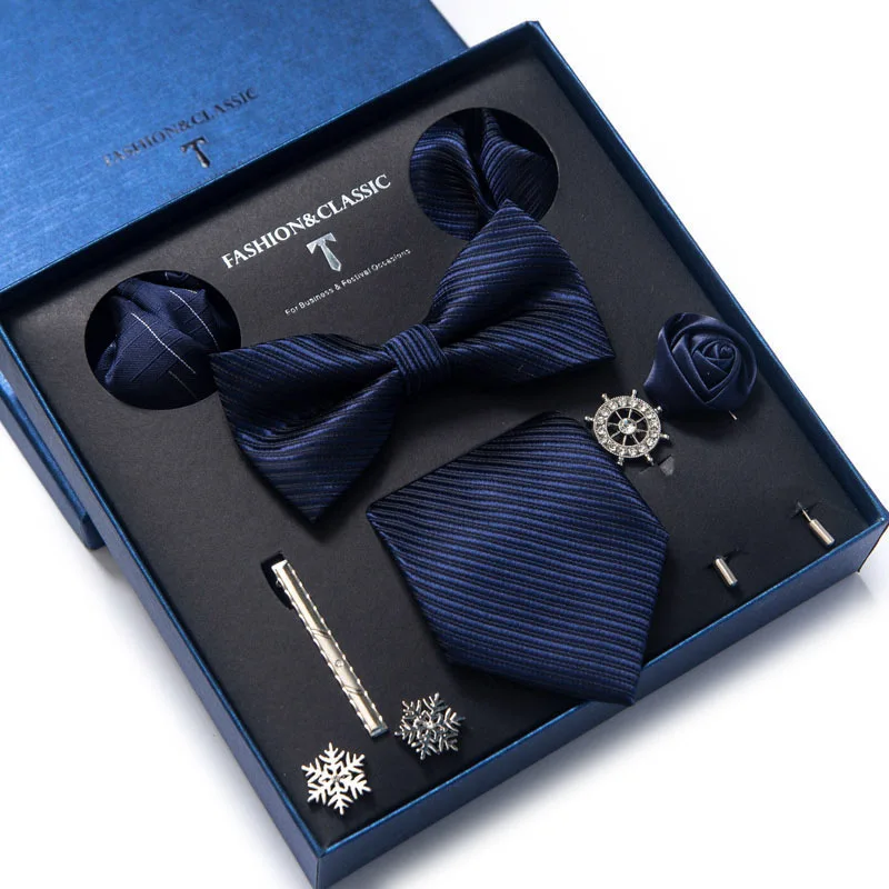 Spot tie set, bow tie, men's accessories, 8-piece set, corsage, brooch, cufflinks, formal dress, suit, wedding, and wedding