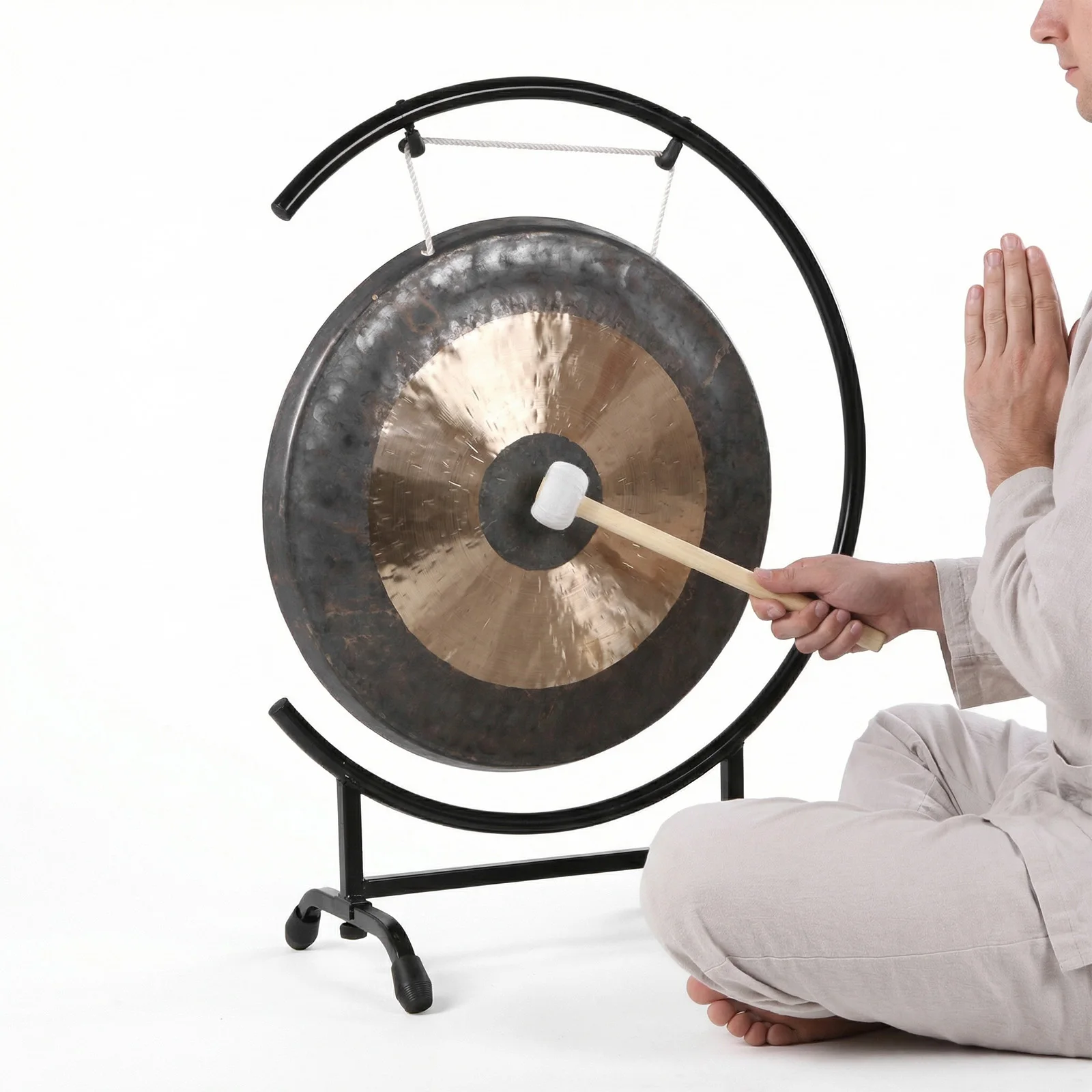 

18-дюймовый гонг Чау с подставкой C-Stand и молоточком, металлический настольный ударный инструмент для медитации, звукотерапии, йоги