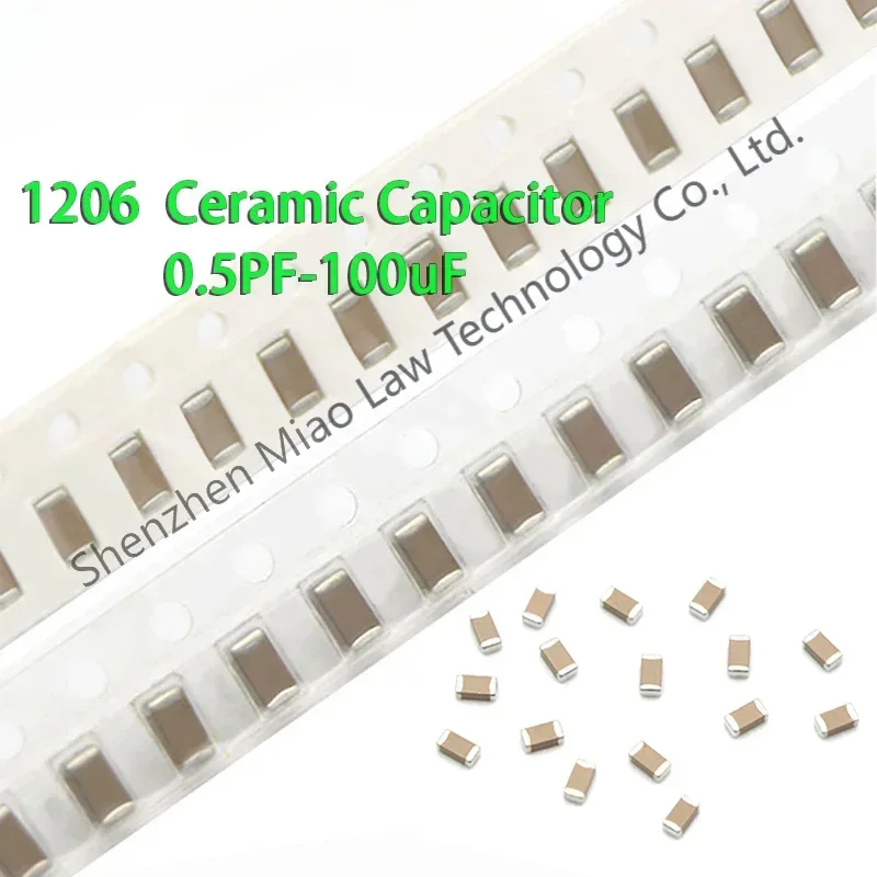 Condensateur en céramique multicapa,100 agh as, 1206, 50V, 0.5pF-100uF, 10NF, 100NF, 1UF, 2,2 UF, 4,7 UF, 10UF, 1 dissolution, 6 dissolution