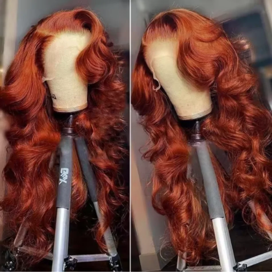 

Красновато-коричневый парик из натуральных волос на кружеве 13x4, предварительно выщипанные объемные волны, вьетнамские бесклеевые парики, цветные красно-коричневые парики из человеческих волос