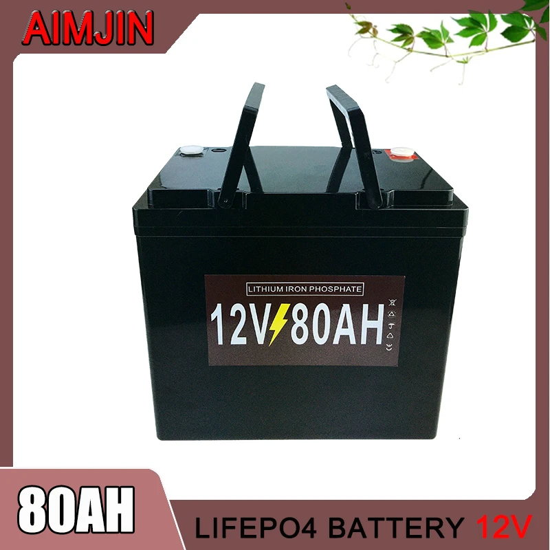 

12V LiFePO4 Battery 80AH 100AH Built-in BMS Lithium Iron Phosphate Cell for Golf Cart Outdoor Camping Solar Storage