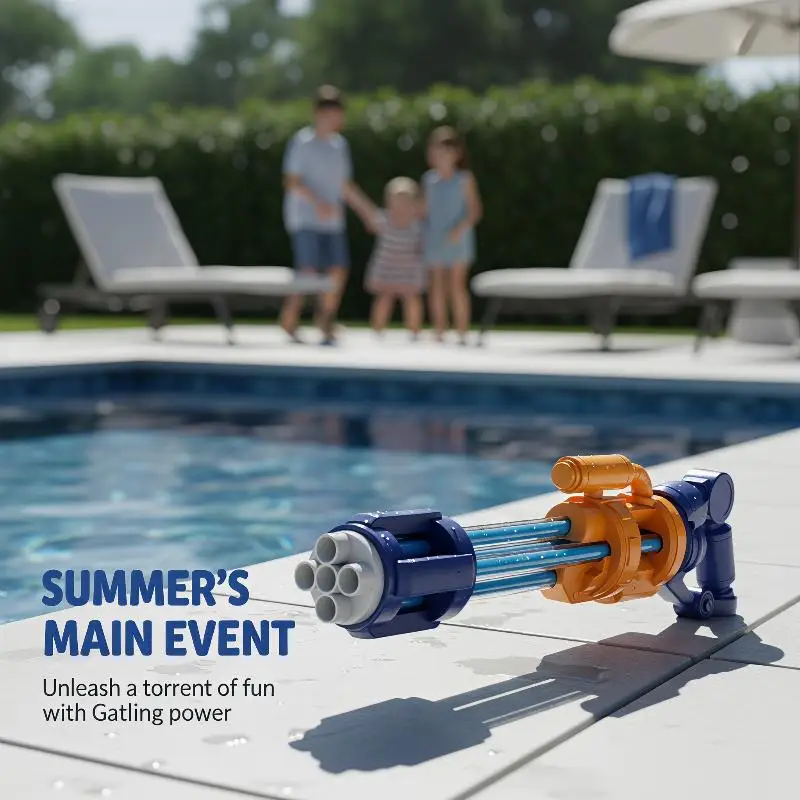 Gatling Water Gun Pull Out Water Soaker Blaster for Boys Girls Summer Pool Beach Outdoor Water Toy Gift