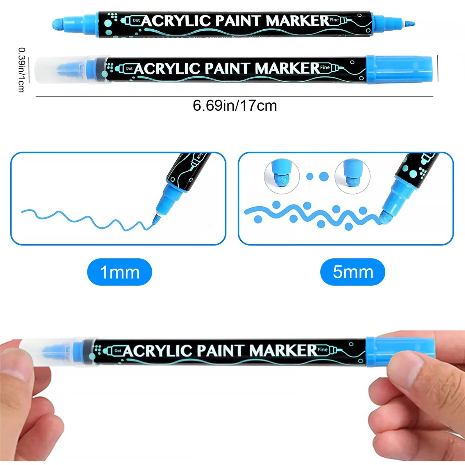 12/24/36 Packs Acrylic Paint Marker Pens Dual Tip Paint Markers Art Painting Dot Pen Portable Coloring Marker Pen Fast Drying