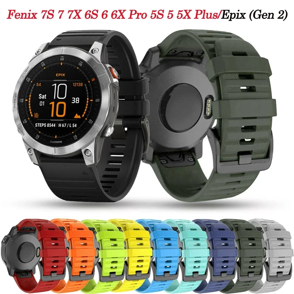 20 22 26 mm Silikonarmband für Garmin Fenix 7S 7 7X 6S 6 6X Pro 5S 5 5X Plus/Epix (Gen 2) Smartwatch-Band Easyfit-Armband