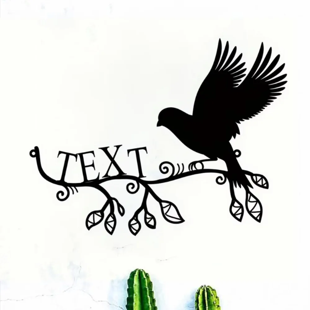 

Цельный металлический настенный художественный адресный знак на заказ, персонализированный с номером дома, уличная табличка, силуэт птицы, идеально подходит для новоселья