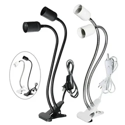 Wholesale E27 Universal 360 Degrees Flexible Lamp Holder Clip With Plug Night Light With EU plug button Switch Lamp Holder