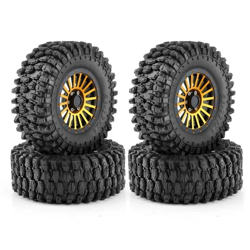 

4pcs 135mm 2.6" Metal Beadlock Wheel Rim Rubber Tire Set for 1/8 1/10 RC Crawler Car Axial SCX10 Wraith RR10 Capra TRXS TRX4