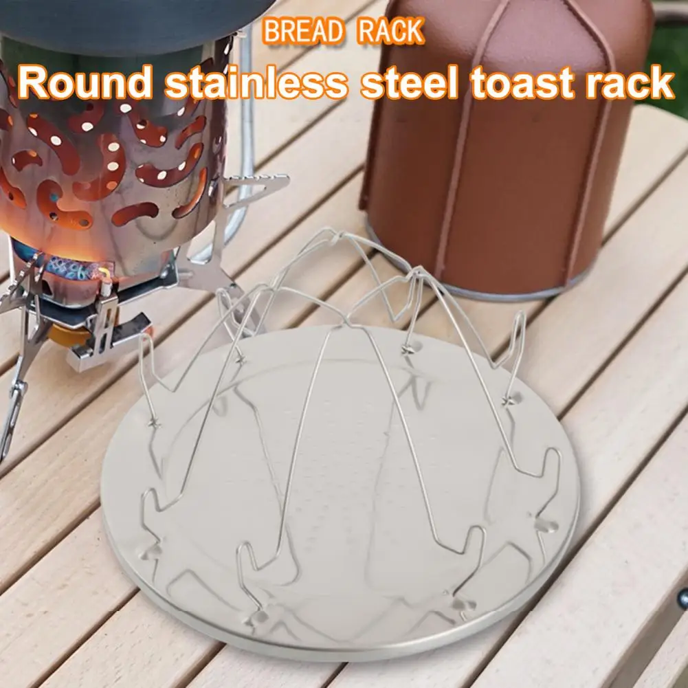 Adventure-ready Camp Stove Toaster Camping Toaster Rack Stainless Steel for 4 Slices Portable Folding Camp Stove Toast Maker