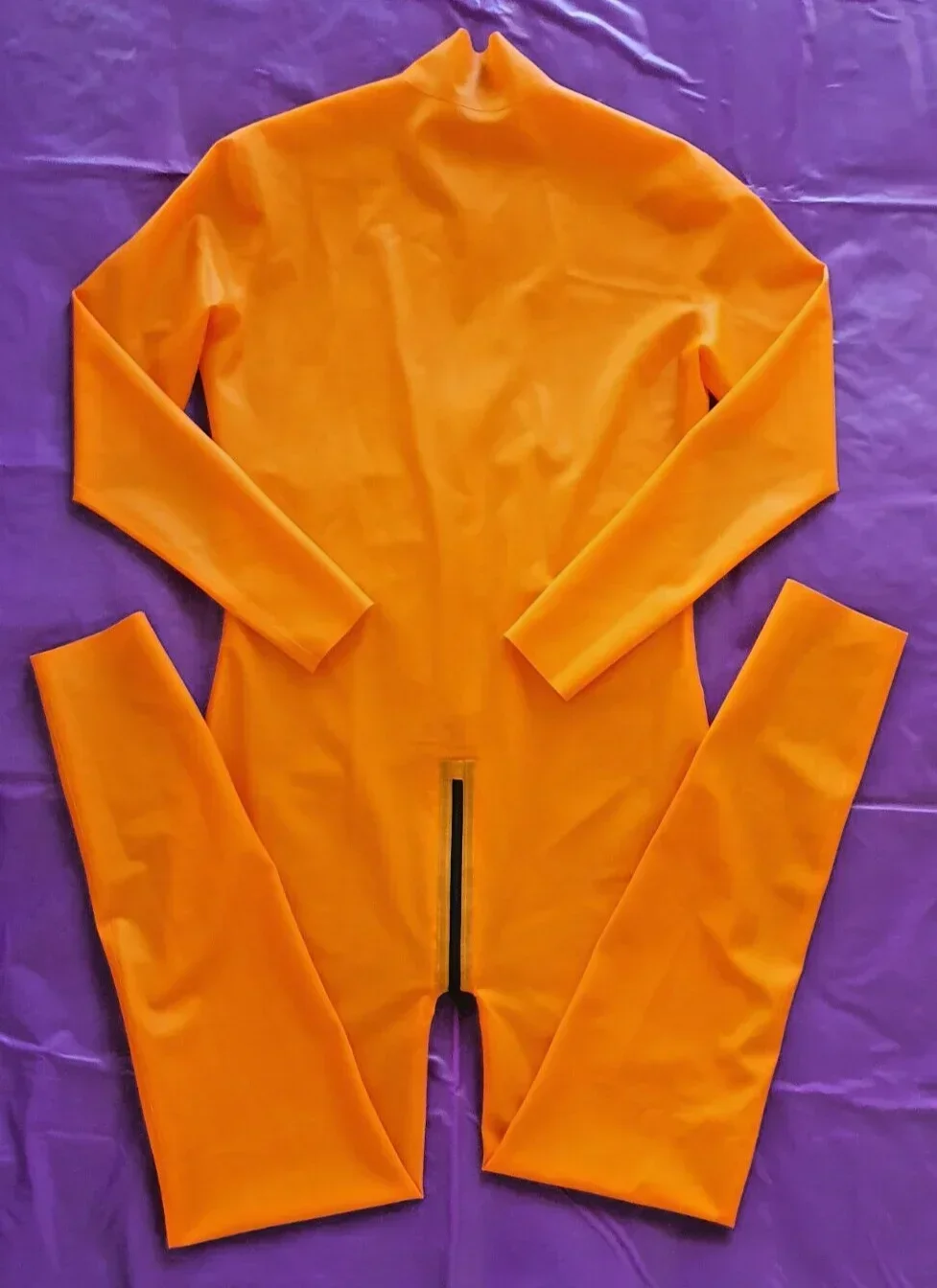 

Очень латекс - новый натуральный оранжевый латексный комбинезон на молнии спереди, боди для косплея и маскарада