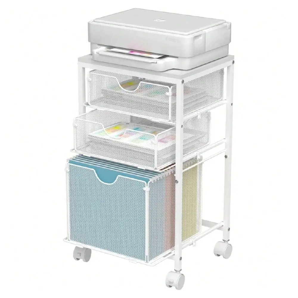 

Тумба для файлов с 3 выдвижными ящиками, деревянный сетчатый органайзер для папок на колесиках под стол, шкаф для документов для домашнего офиса