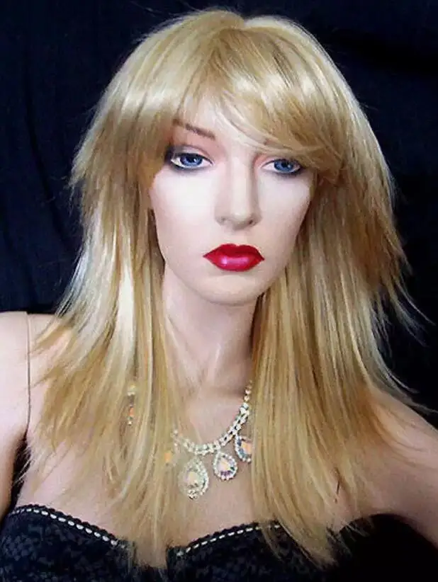 Dark Blonde Wigs With Bangs Short Full Wigs Cosplay Wig Party Wigs for Women