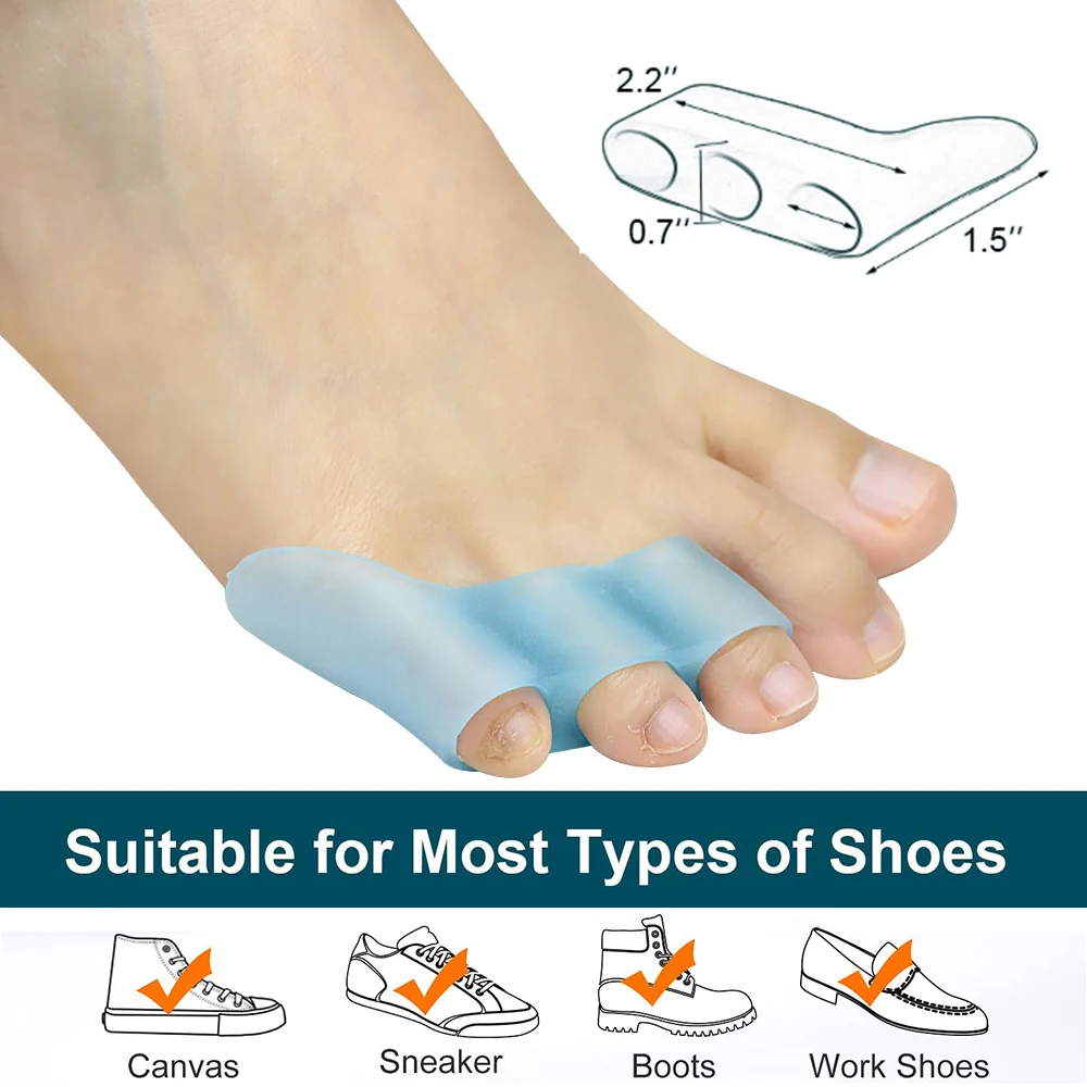 Pexmen 2/4Pcs Pinky Toe Separator Gel Toe Protectors for Curled and Overlapping Toes Little Toe Spacer for Friction Blister