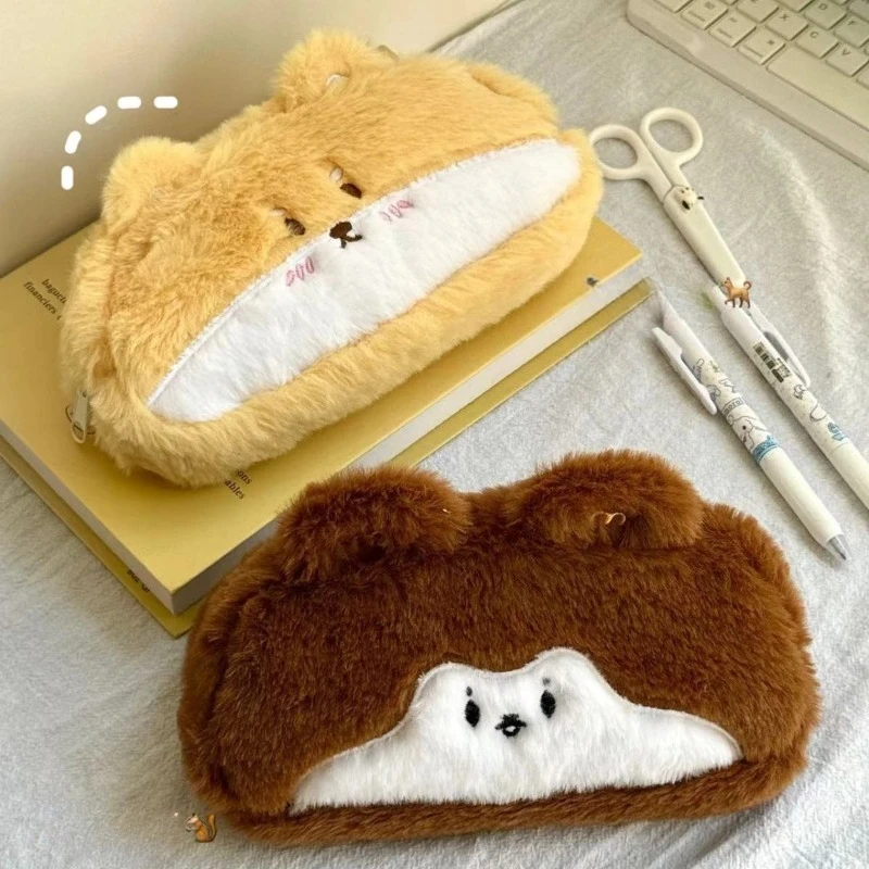 2025 جديد صغير كورجي مقلمة صندوق أدوات مكتب قطيفة للمدرسة الإعدادية والثانوية ذات سعة كبيرة عالية القيمة حقيبة أدوات مكتبية السنجاب #4