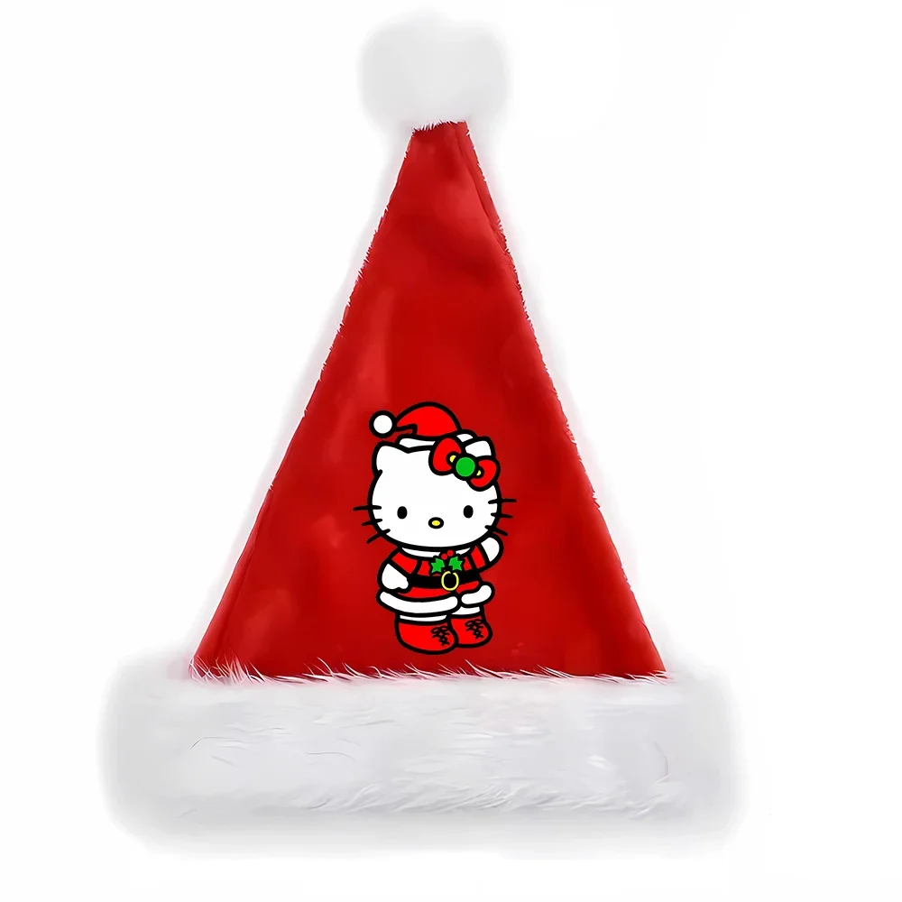 Hello Kitty Christmas Hat Cute Adult Child Hats Cartoon Sanrio Graphic Print Caps Xmas Accessories Holiday Party Supplies Gifts