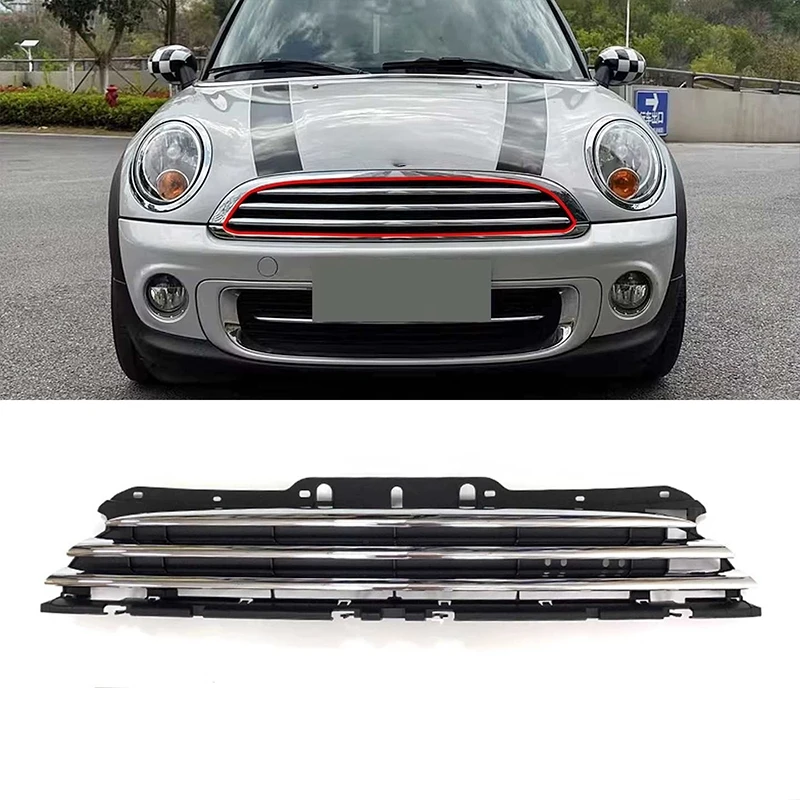 Racing Grills Front Bumper For Bmw Mini R56 R55 R57 2011-2015 Grille Grill Electroplated Bright Black Car Accessories