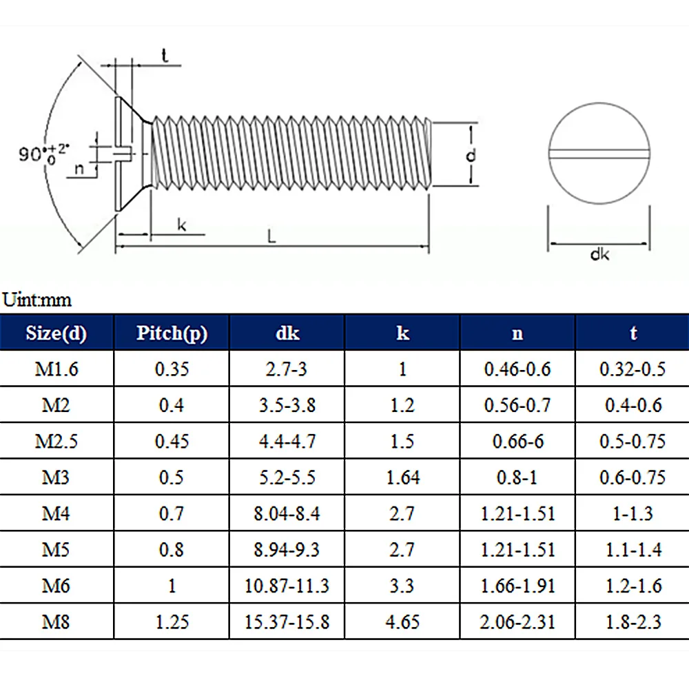 5-30PCS 304 Stainless Steel GB68 Slotted Countersunk Flat Head Machine Screws Slot Head Bolts M1.6 M2 M3 M4 M5 M6 M8