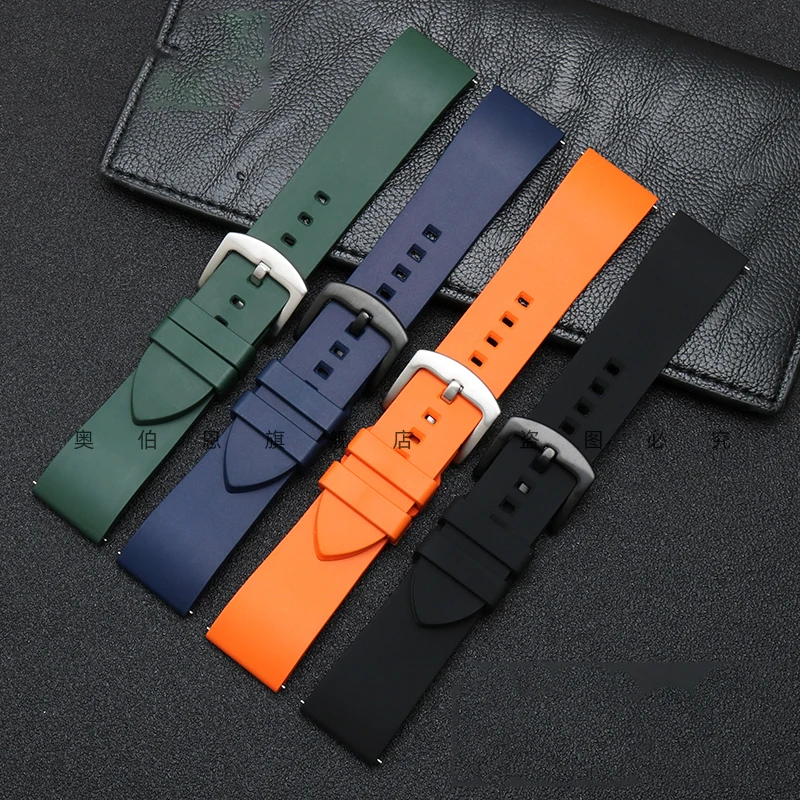 22mm Fluororubber Watch Strap For Casio EQB-800BL 500 900 EFR-303 EFR-304 Watchband Waterproof And Sweat Resistant  FKM Strap