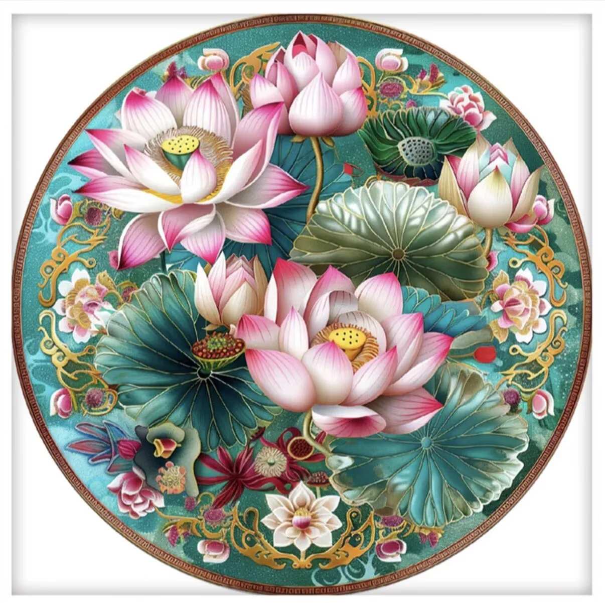 

9CT 11ct 60x60cm Lotus Landscape Embroidery DIY Printed Kits Cross Stitch Thread Needlework With needles threads