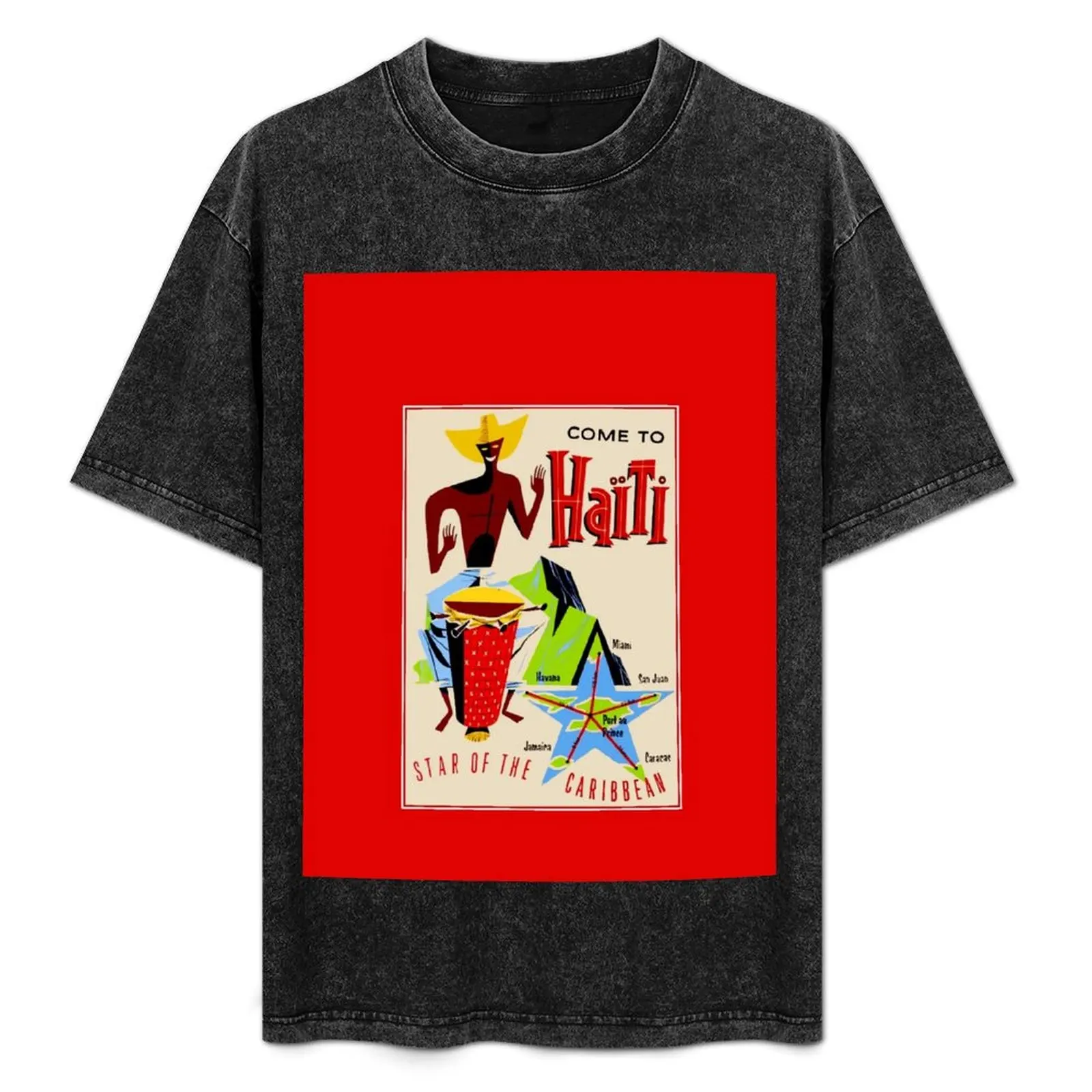 

HAITI : Vintage Travel Advertising Print T-Shirt Sweat Absorbing Sports Tee Shirt