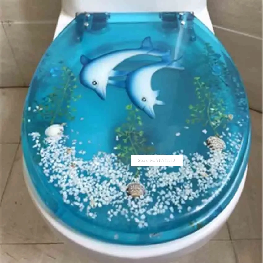 European Unique Beautiful Resin Universal Toilet Seat Cover Set With Lid Mute Thickened U/V/O Type General-purpose Toilet Cover