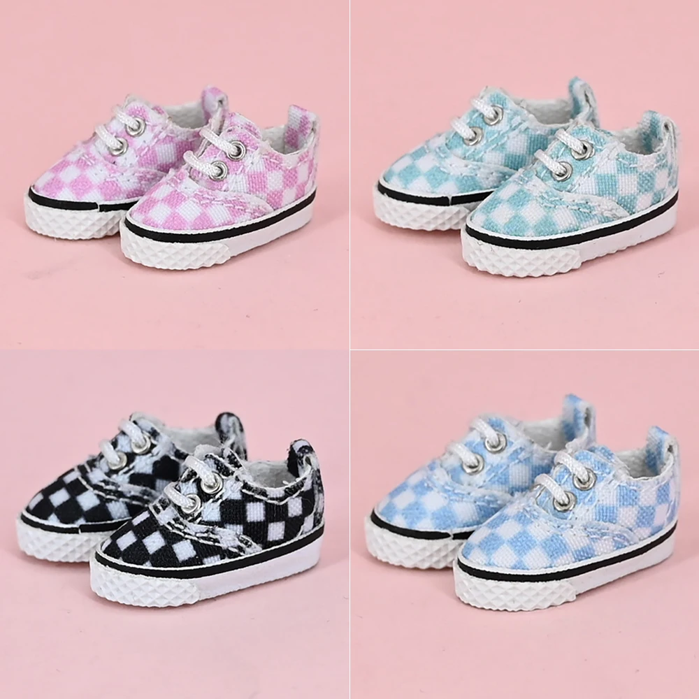 New Ob11 Doll Fashion Shoes Checkerboard Plaid Shoes Doll Accessories For Obitsu11, Molly, Ymy, Gsc, Body9, 1/12 Bjd Dolls