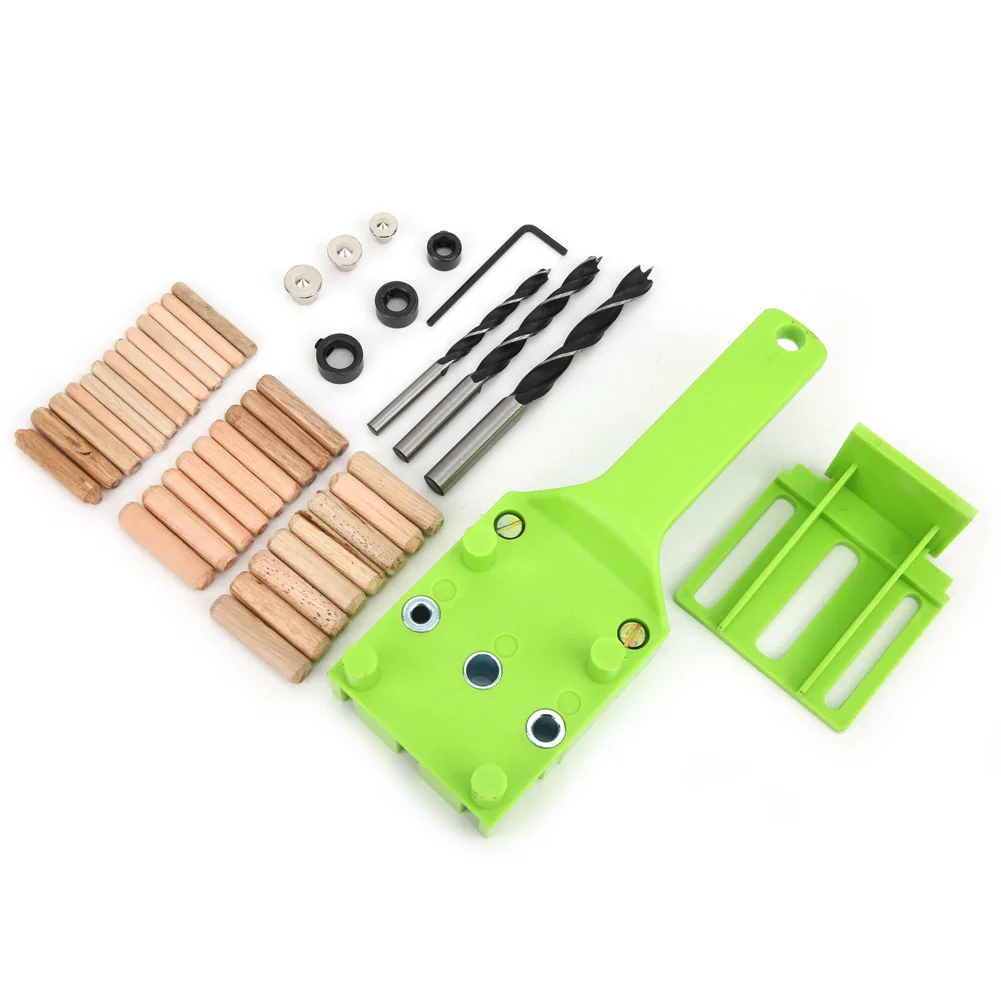 41 Pcs Doweling Jig Woodworking Thickened Drill Guide Tool with 6/8/10mm Hole Drill Bit Kit