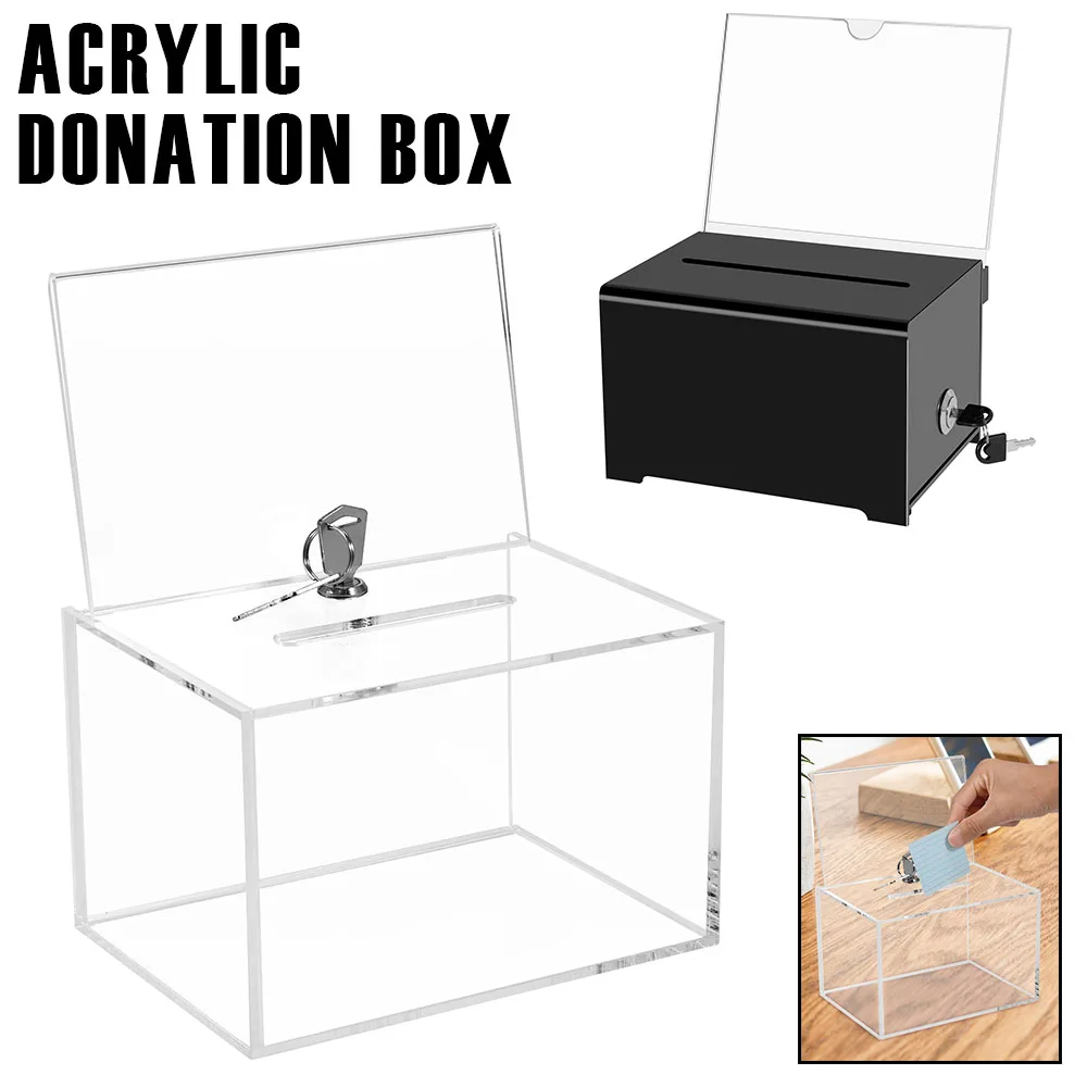 Acrylic Donation Box Portable Ballot Box with Sign Holder Multipurpose Suggestion Box for Fundraising Voting Charity Ballot