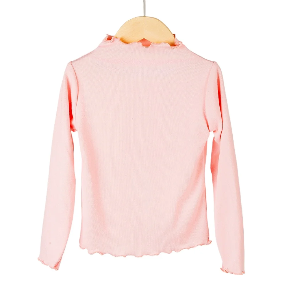 Kinder Kleidung Neue Mädchen Basis Shirt Für Herbst und Winter Kind Baby Trendy Schwarz Pilz Rand Einfarbig Lange Ärmeln T-shirt – Detail 8