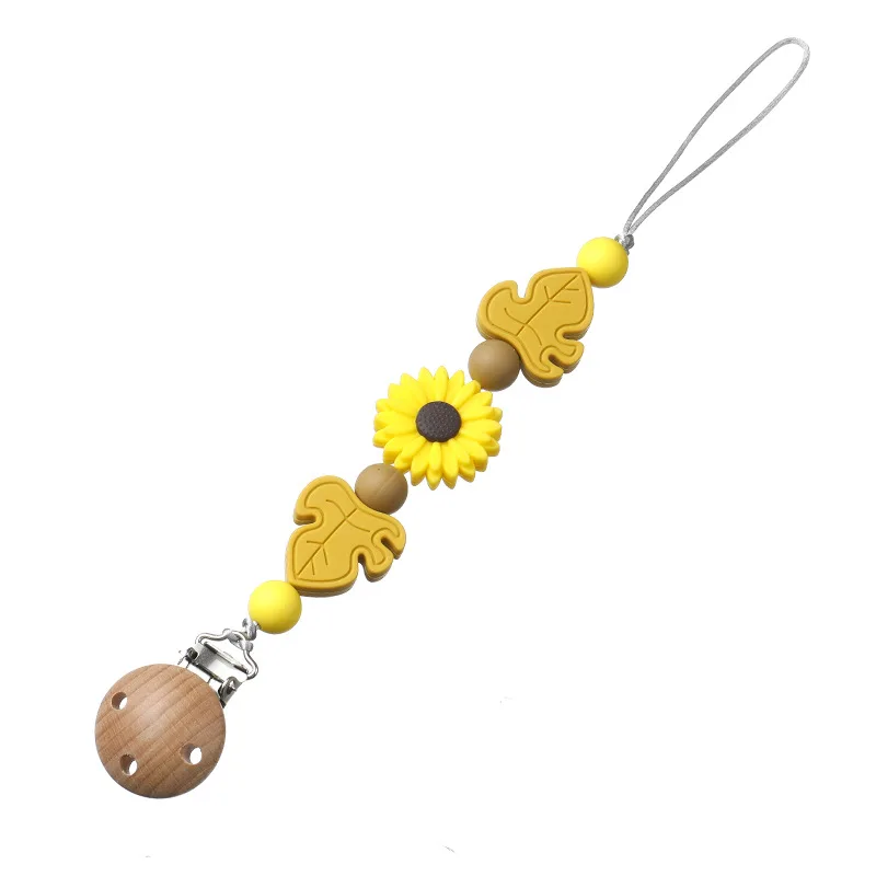 Baby Silicone Daisy Pacifier Chain Dummy Nipples Holder Clips Babies Silicone Teething Chain Toy Gifts for Cute Baby Accessories