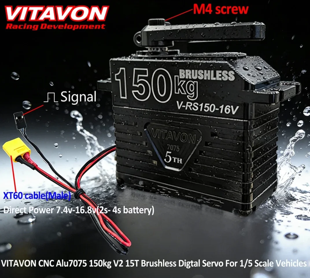 VITAVON – engrenage métallique en aluminium 7075, servo sans balais étanche 150kg 15T V2 180 °   Pour robot de camion de véhicules à l'échelle 1/5 RC