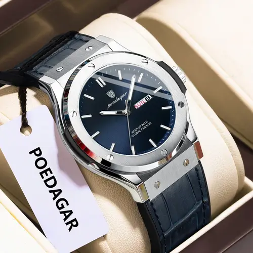 Imagen 2 del producto POEDAGAR, reloj de negocios de lujo para hombre, resistente al agua, luminoso, fecha, semana, reloj de pulsera para hombre, correa de silicona, relojes de cuarzo a la moda para hombre