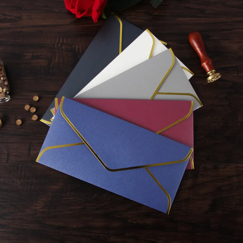 10pcs/batch envelope letter paper minimalist gilded envelope retro European style business envelope